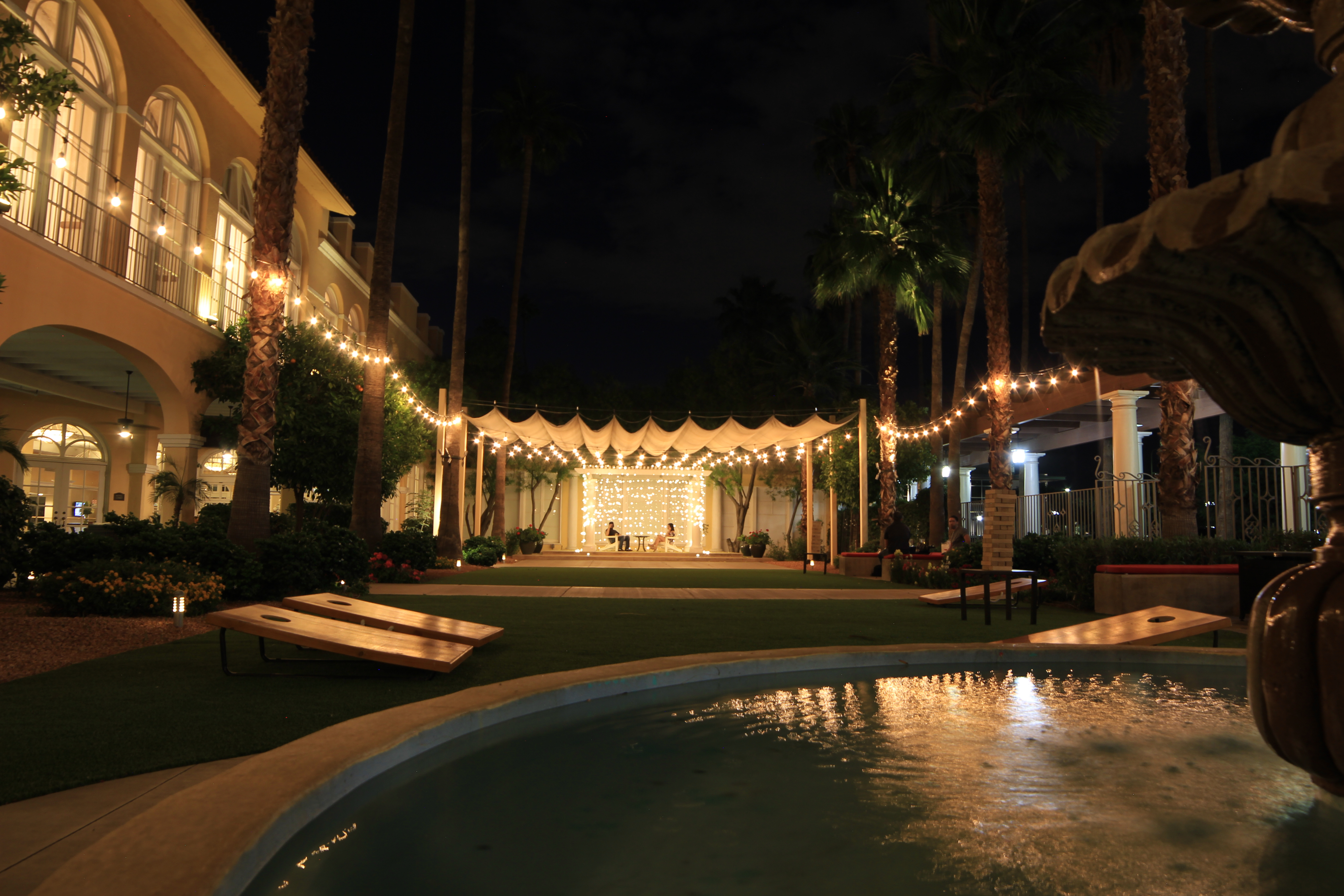 Commercial landscape lighting on a Phoenix property